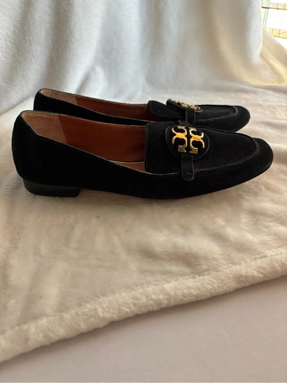 Tory Burch Miller Suede Metal Loafers Size 9.5M Black